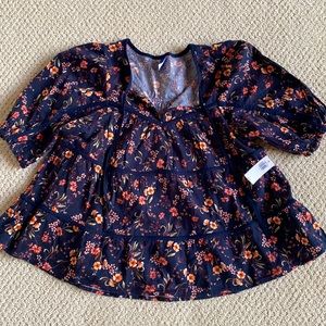 NWT Short Sleeve Peplum Peasant Top